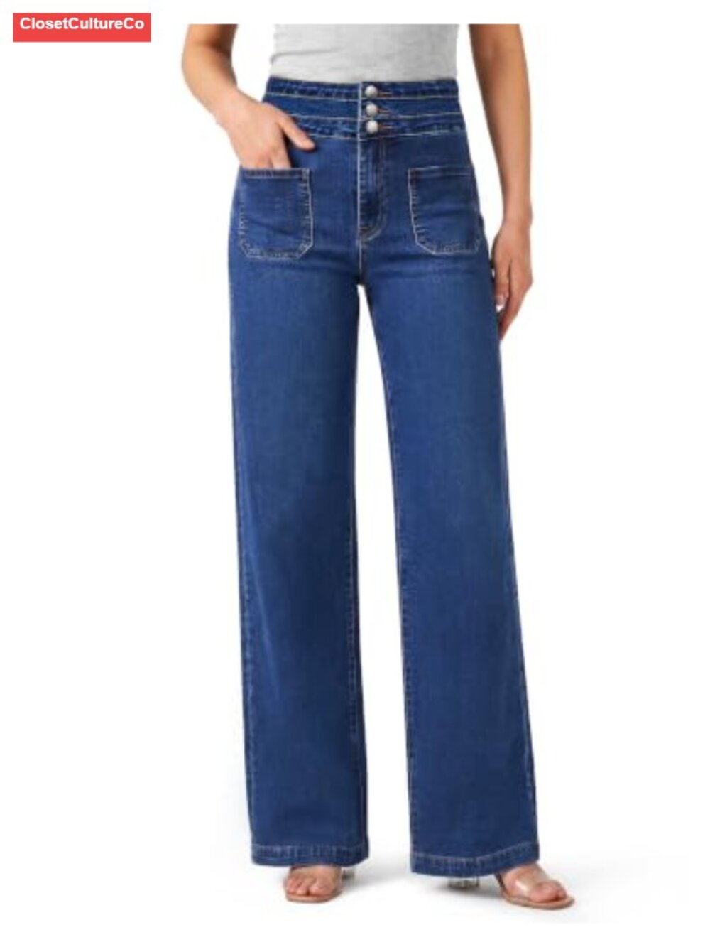 Wide Leg High Rise Jeans for Women Stretch Denim